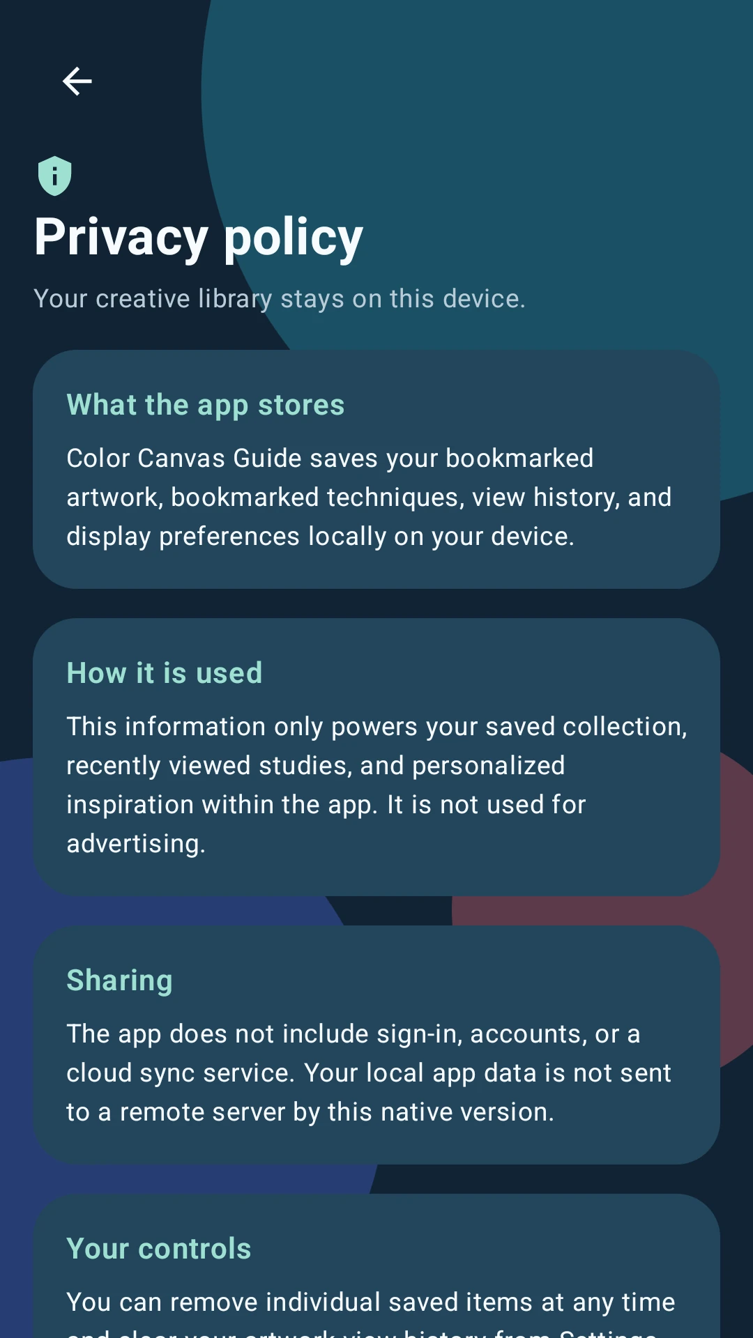 Color Canvas Guide privacy screen